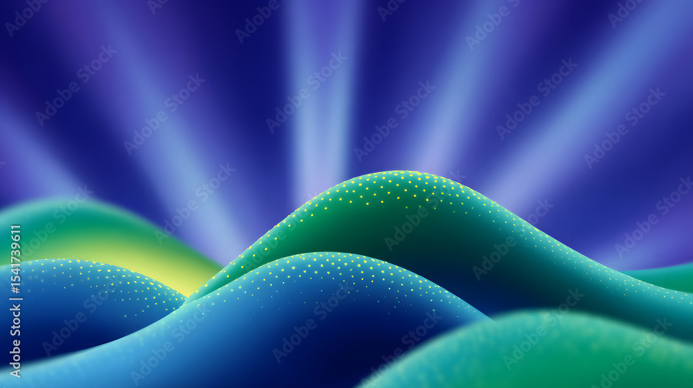 Poster minimal tech background with emerald and blue rays
