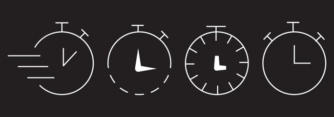 Clock and time icon set. clockwise, time passing, stopwatch and timer icons, history, watch later sign with editable strokes. Time Management Made Easy A Comprehensive Timer Icon. Timers line icon set
