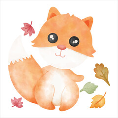 A hand-drawn illustration of a cozy little fox nestled in autumn leaves, capturing the warmth and charm of fall.