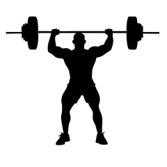  Powerful Weightlifter Silhouette - Barbell Overhead Press Vector
