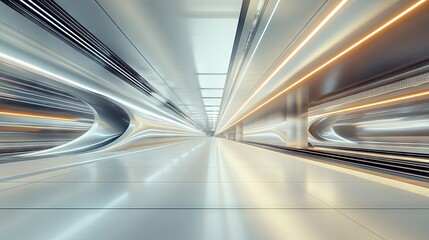 3d render Futuristic Corridor: Architectural Visualization of a Modern Space AI generative