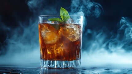Refreshing mint julep whiskey cocktail or in misted frozen metal glass