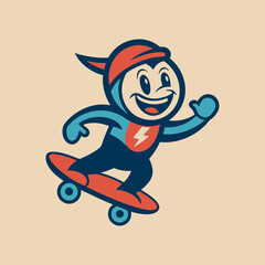 Skateboarding Mascot Logo Vector Art Illustration