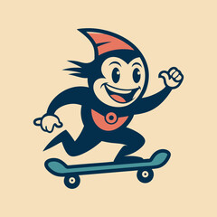 Skateboarding Mascot Logo Vector Art Illustration