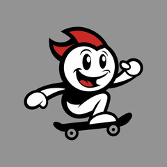 Skateboarding Mascot Logo Vector Art Illustration
