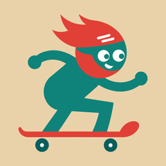 Skateboarding Mascot Logo Vector Art Illustration