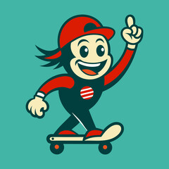 Skateboarding Mascot Logo Vector Art Illustration