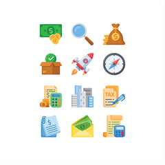 Business, Finance & Startup Icon Set - Flat Vector Illustration