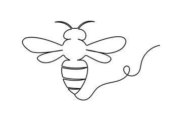 Honey bee one line art minimalist continuous drawing simple outline isolated illustration