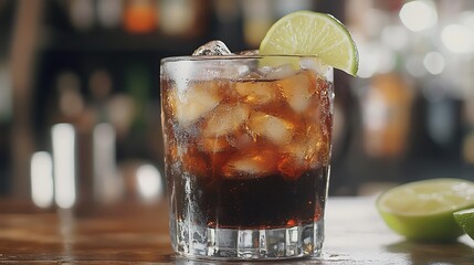Refreshing soda cocktail with fresh lime