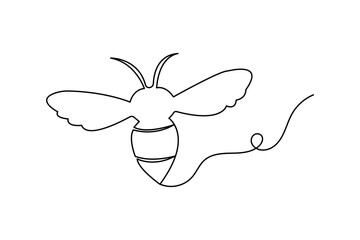 Honey bee one line art minimalist continuous drawing simple outline isolated illustration