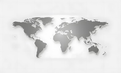 World map on white background. World map template with continents, North and South America, Europe and Asia, Africa and Australia