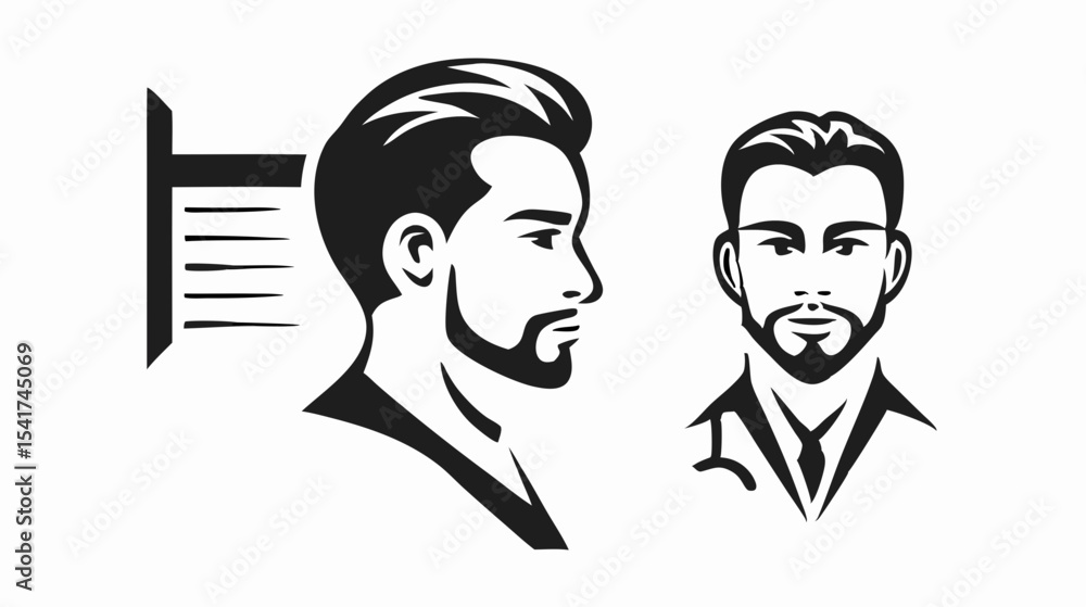 Poster illustration showing two men with beards one in profile and one facing forward with a chart on the s