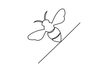 Honey bee one line art minimalist continuous drawing simple outline isolated illustration