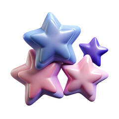 Obraz premium Plastic 3D Stars Illustration for Fantasy and Kids Designs