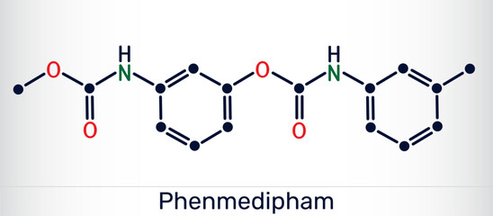 Phenmedipham molecule. Carbamate herbicide used for selective weed control in agriculture
