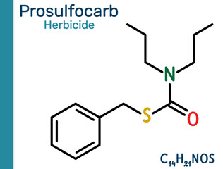 Prosulfocarb molecule. Thiocarbamate herbicide used in agriculture to control annual grasses