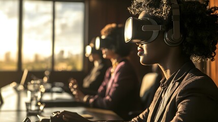 Diverse Group Engaged in Virtual Reality Technology Experience