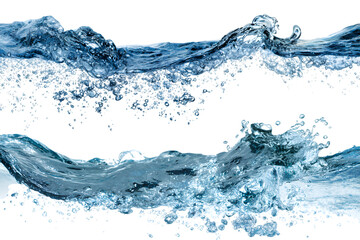 4k water splash effect element on white background transparent, png, dicut