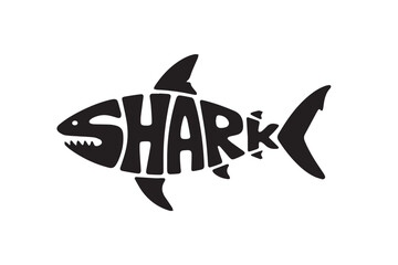 Black Grunge Shark Typography Logo Vector