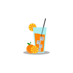 Glass of Fresh Orange Juice Vector Art