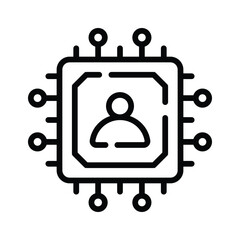Premium linear icon showing advanced microchip technology