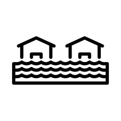 Flood outline icon. natural disaster black line illustration.