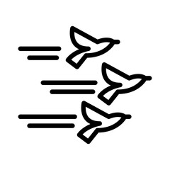 Bird Migration outline icon. bird fly black line illustration.
