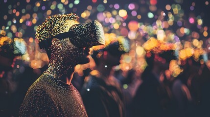 Vibrant Virtual Reality Experience with Colorful Bokeh Background