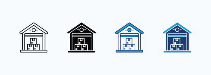 Warehouse icon set multiple style collection