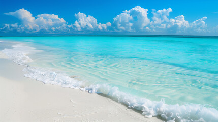 Blue sky over calm sea. Blue sea and sunny sky on horizon over calm water