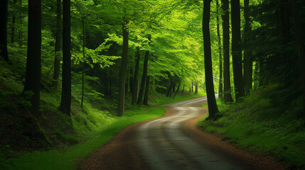 Green forest environment. Beautiful Forest