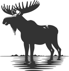 Vector moose animal drawing silhouette