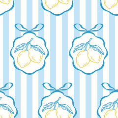Seamless vintage framed lemon pattern.