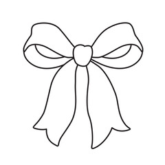 Elegant ribbon bow with flowing tails – simple coloring page for kids and crafts