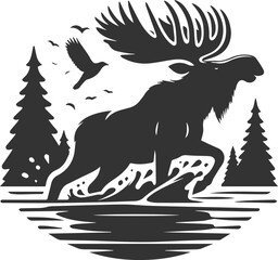 Vector moose animal drawing silhouette