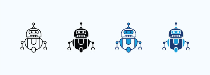 Robot icon set multiple style collection