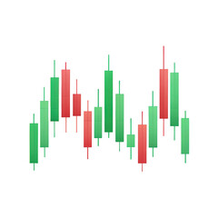 Candlestick chart green and red bars, financial data visualization, trading analysis, bullish trend