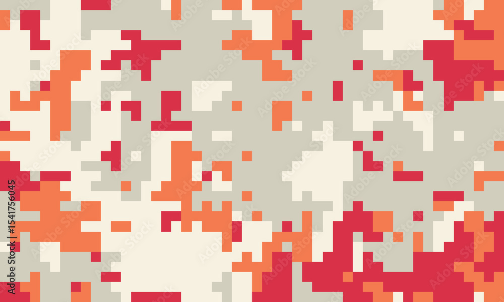 Aufkleber abstract pixelated camouflage pattern in muted oranges and reds on a beige background. ideal for fas