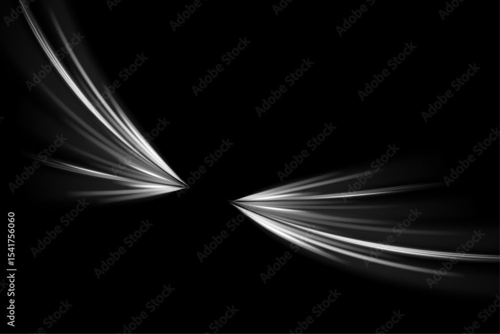 Poster : light trail wave, fire path trace line and effect curve twirl. neon motion effect. white special e