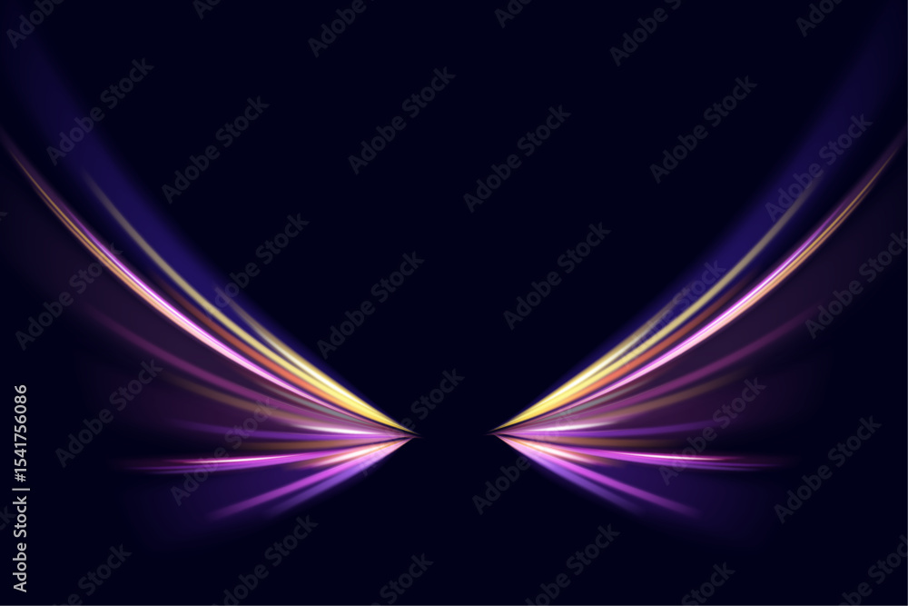 Poster swirl bokeh effect. colored shiny sparks of spiral wave. curved bright speed line swirls. shiny wavy