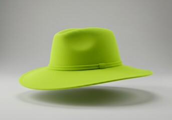 Fototapeta premium Lime Green Felt Fedora Hat - Fashion Accessory Mockup