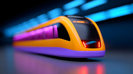 Obraz premium Subway Train Passing Through Tunnel in Dynamic Motion