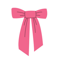Minimalist Pink Ribbon Bow Illustration on White Background – Elegant Vector for Gifts, Celebrations, and Decorative Design Projects