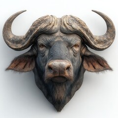Realistic Buffalo Head Wall Mount: Nature-Inspired Wildlife Art for Rustic Interiors