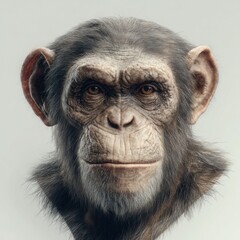 Realistic Ape Portrait: Thoughtful Expression with Stunning Detailed Fur and Eyes