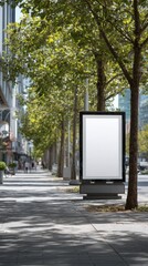Empty Billboard for Outdoor Advertisement on Scenic Pathway in Tranquil Cityscape