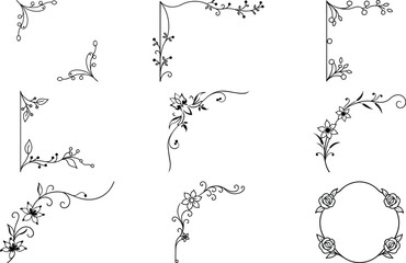 Collection of  Elegant floral corner and frame decorations