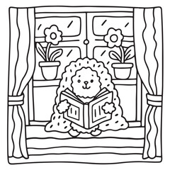 Furry Blossoms – Cute and Easy Coloring Pages for Teens and Adults | Whimsical Animal & Floral Designs Line art vector illustration | Print | Animal Coloring page | Blossoms Coloring Page