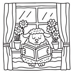 Furry Blossoms – Cute and Easy Coloring Pages for Teens and Adults | Whimsical Animal & Floral Designs Line art vector illustration | Print | Animal Coloring page | Blossoms Coloring Page